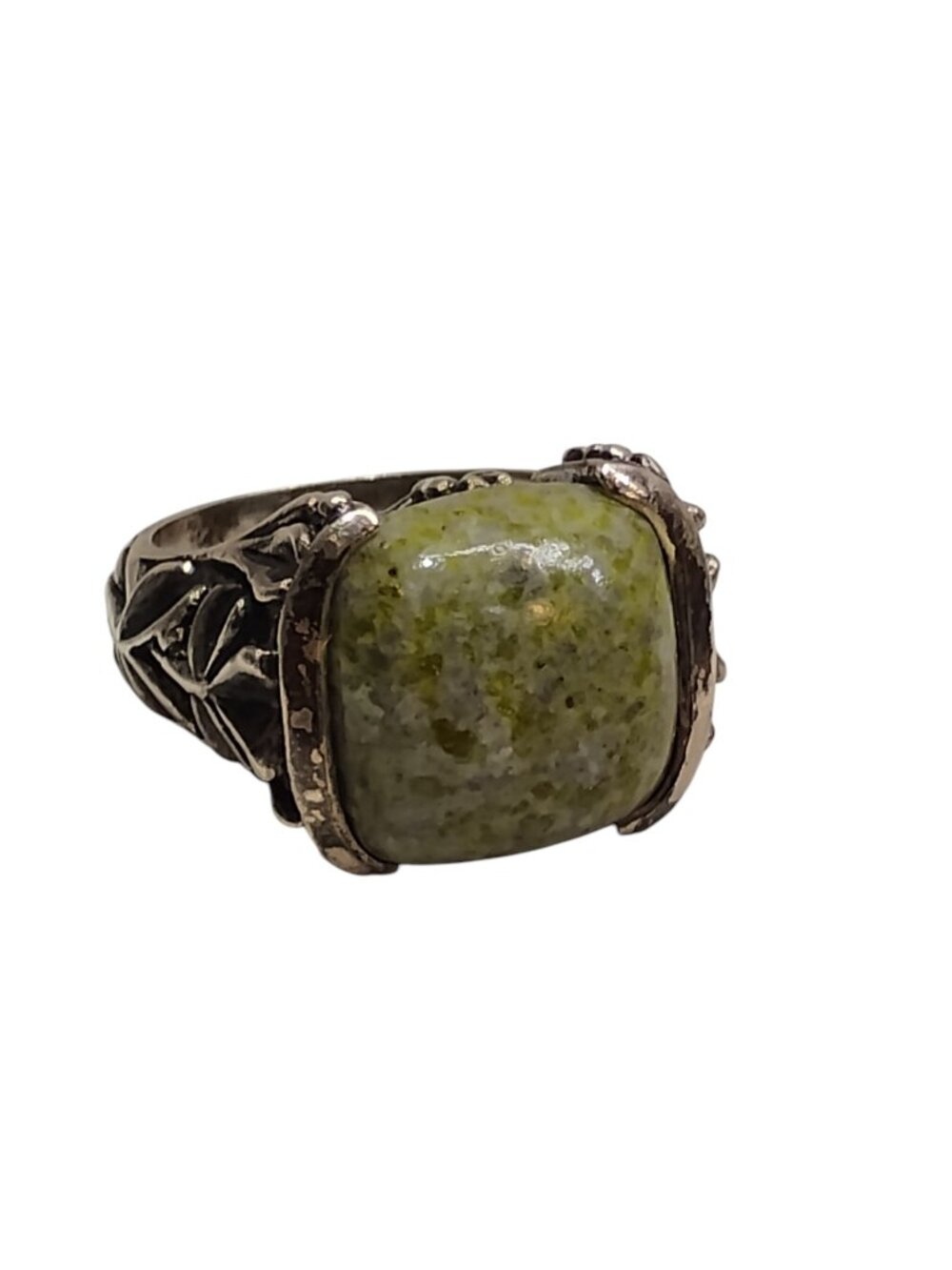 Vintage Celtic Irish Clover Connemara Marble Sterling Silver Ring 925 Ireland